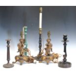 A pair of putto table lamps and four other lamps, tallest 57cm high (6)Provenance:Collection of Mike