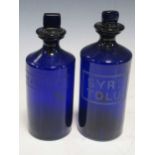 A matched pair of chemist's poison bottles 20.5cm high (2)