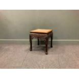 An early 20th century Chinese hard wood and marble top low table, 48 x 43 x 43cmCondition is