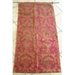 An antique Italian silk Damask wall hanging, 200 x 105cmIt has been relined and therefore does hang.