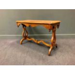 A Victorian walnut and parquetry side table, 66 x 104 x 50cm