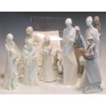 Seven Royal Worcester figures to include tenderness, sympathy, 'once upon a time...' new arrival,