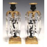 A pair of Regency style bronze lustres, 23cm high