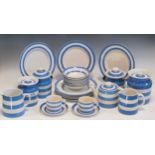 A collection of T. G. Green Cornish wares decorated with blue and white stripes (27 pieces)General