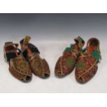 Two pairs of Portuguese ladies embroided shoesBoth measure approx: 24cm long8cm wide