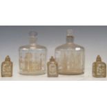 Three small 19th century glass scent bottles with gilt painted floral decoration together with a