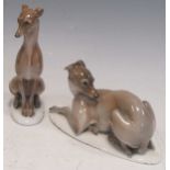 Two Rosenthal porcelain models of seated greyhounds, 8 x 17 x 6cm and 15 x 7 x 4.5cm (2)