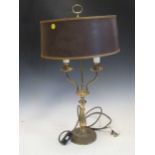 A brass two-branch lamp, 70cm highProvenance:Collection of the late Sir Georg and Lady Solti