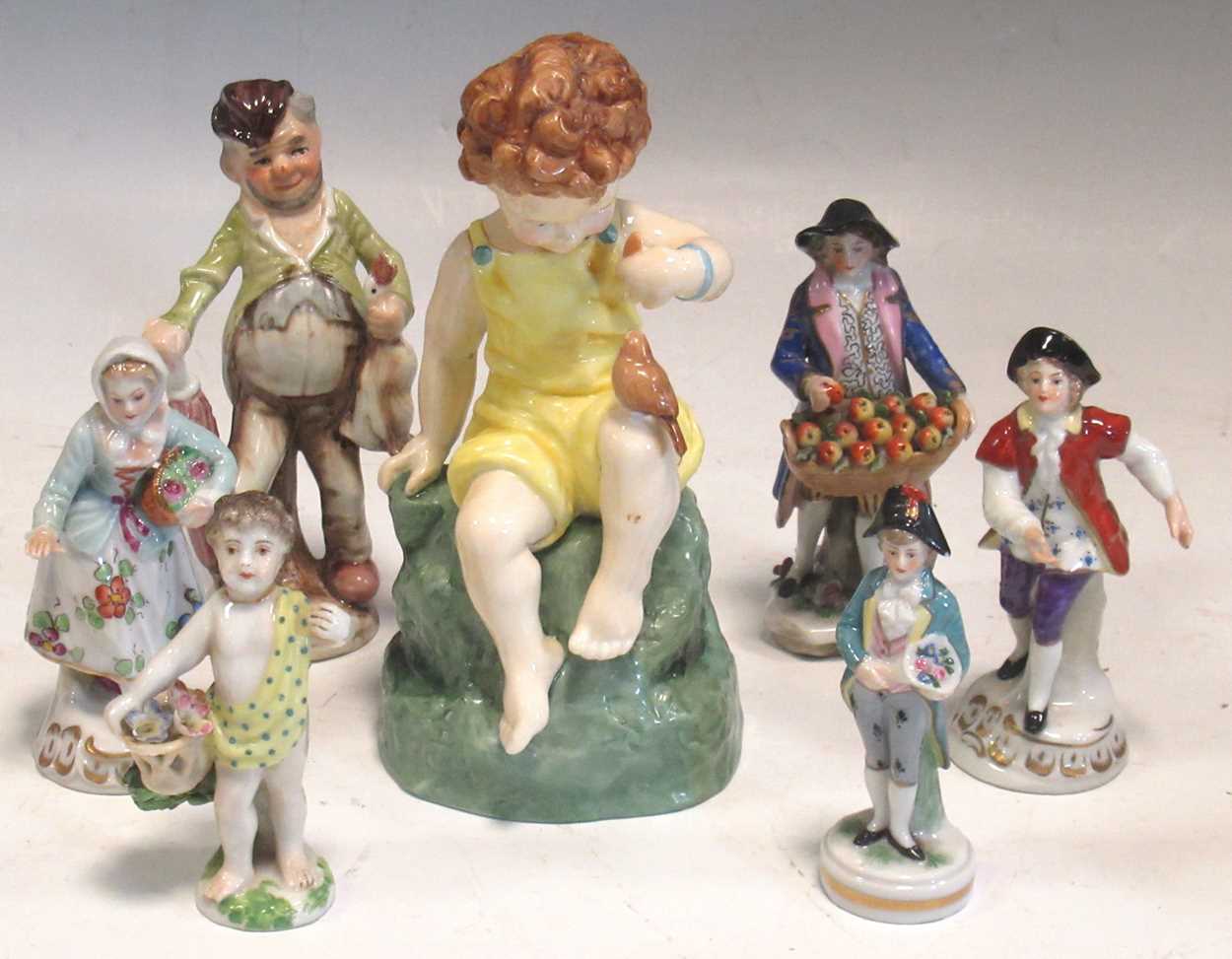 A Worcester model of Friday's child and various other, mostly Continental figure groups