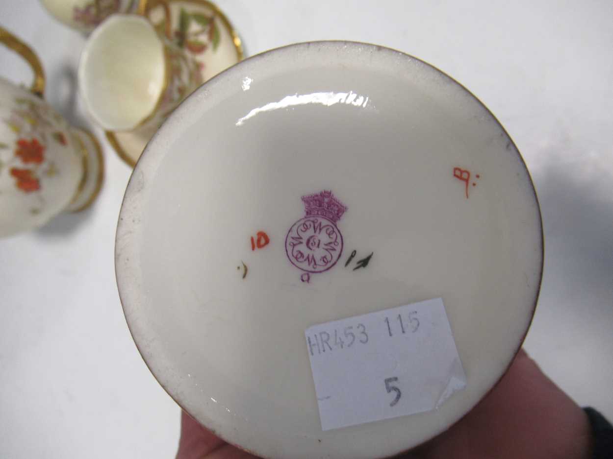 A collection of Victorian Royal Worcester blush ivory porcelain, to include a jug with a lobed - Image 7 of 7
