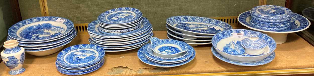 A quantity of Cauldon Chariot pattern blue and white transfer printed wares (qty)