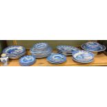 A quantity of Cauldon Chariot pattern blue and white transfer printed wares (qty)