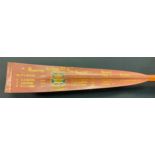 A Cambridge College commemorative oar by F. Collar,with blade decorated for 'Downing College