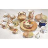 A collection of Worcester miniature vases, tankards, baskets, vases etc.