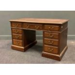 A late 19th century mahogany pedestal desk, 77 x 130 x 67cm