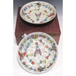 A pair of Chinese famille rose porcelain butterfly dishes, 13cm diameter (2)