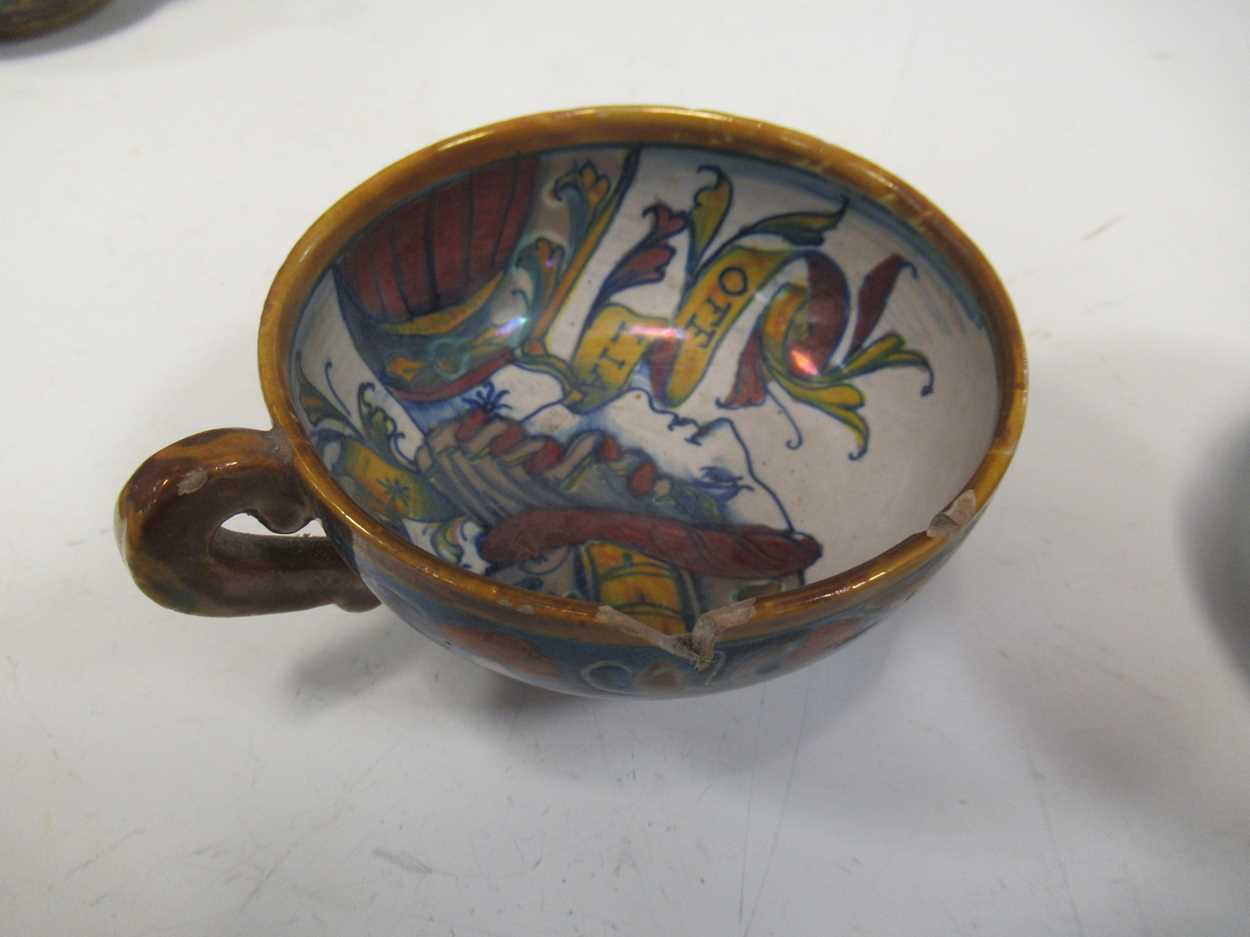 Alfredo Santarelli, a lustrous faience tea for two, including two teacups and saucers, a teapot, a - Image 2 of 6