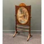 An Edwardian mahogany and marquetry cheval mirror, 154 x 84 x 57cmProvenance:Collection of Barry