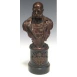 A bronze bust of Franz Ferdinand of Austria, on a turned socle base, 26cm highProvenance: