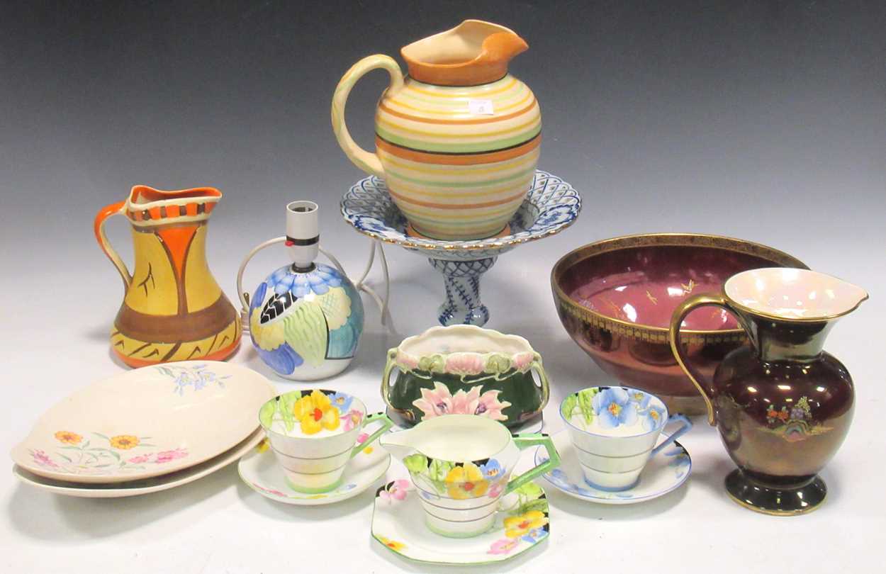 A collection of Art Deco ceramics to include Crown Devon, Paragon, Grays Pottery, Clarice Cliff