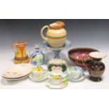 A collection of Art Deco ceramics to include Crown Devon, Paragon, Grays Pottery, Clarice Cliff