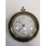 A Regency brass and ebony circular small wall clock, with later Swiss movement by John Walker