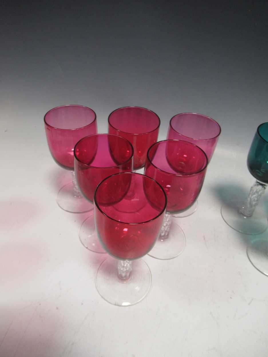 A quantity of early 20th century coloured glassware, to include various ruby glasses with clear - Bild 4 aus 9