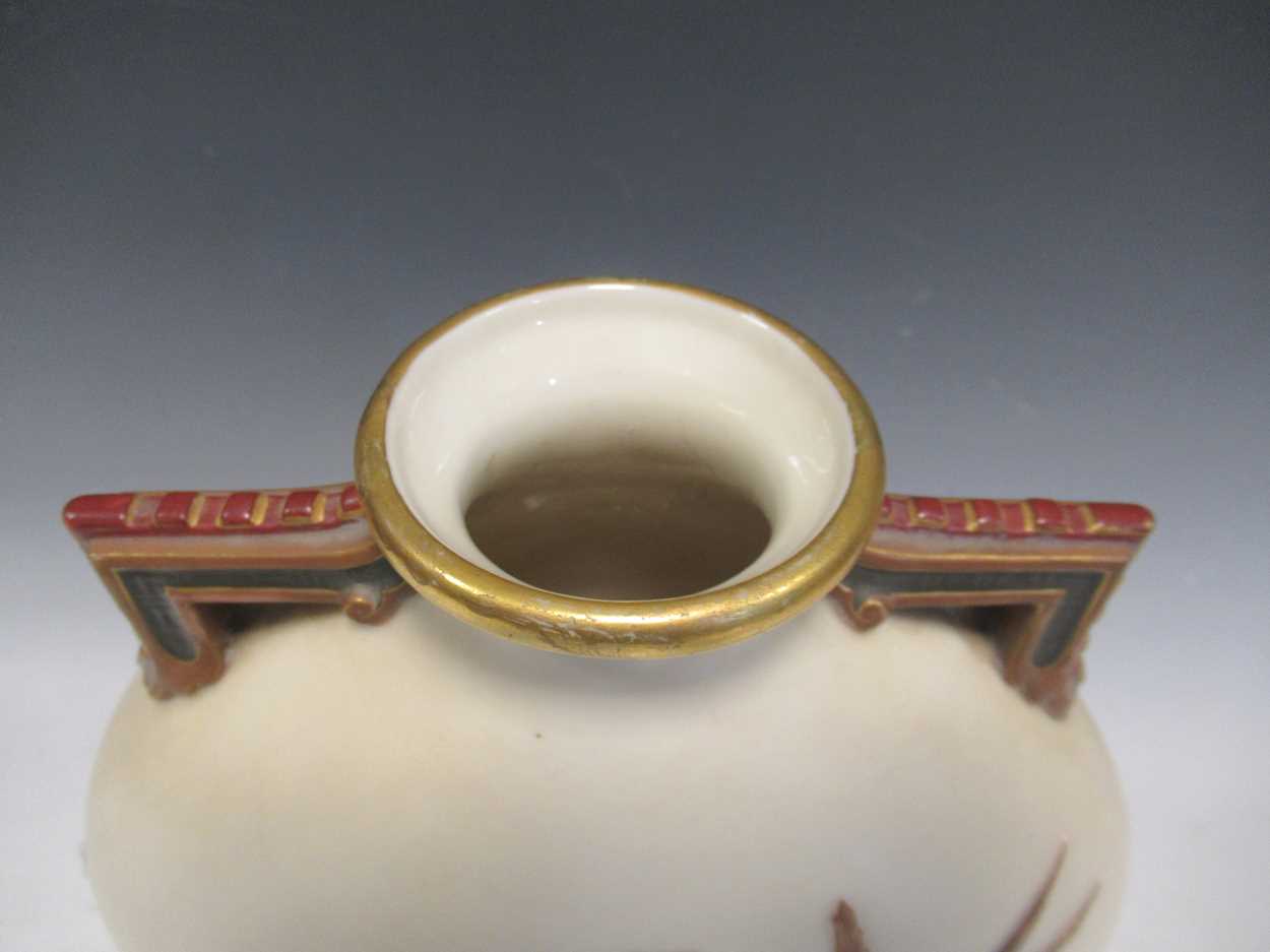 A Victorian Royal Worcester aesthetic style 'Japanese' moonflask, 27cm highSome rubbing to the - Bild 6 aus 11