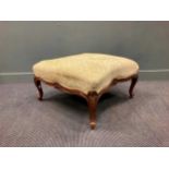 A Louis XV style carved walnut stool on cabriole legs, 40 x 74 x 74cmProvenance:Collection of