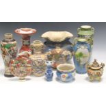 A collection of Japanese 19th century and later porcelain to include vases and censors, largest 30cm