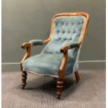 A Victorian walnut button-back armchair, 96 x 60 x 63cm