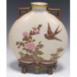 A Victorian Royal Worcester aesthetic style 'Japanese' moonflask, 27cm highSome rubbing to the