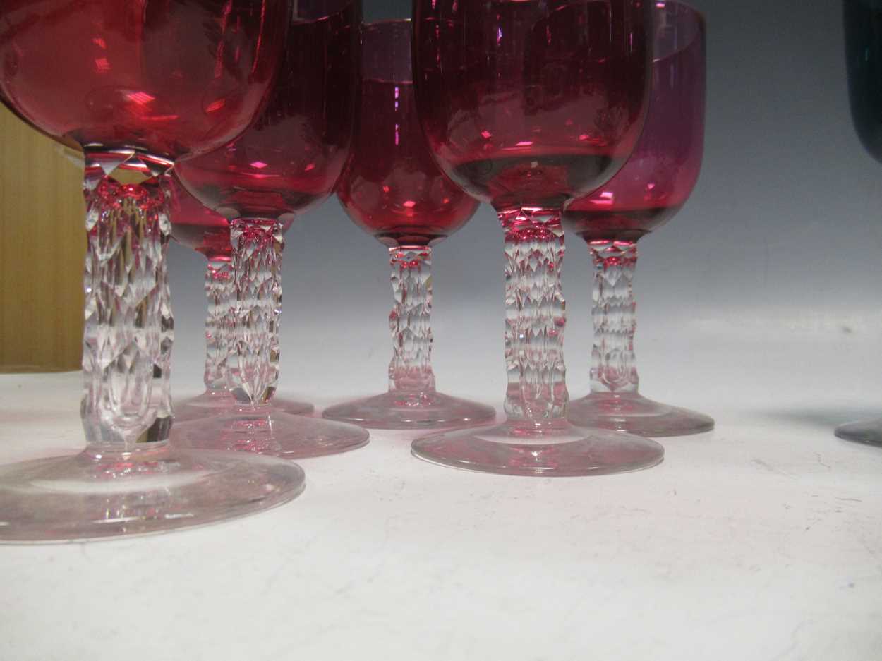 A quantity of early 20th century coloured glassware, to include various ruby glasses with clear - Bild 2 aus 9