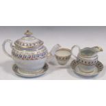 A Worcester Flight Barr & Flight teapot, cover and stand, tea bowl and saucer and cream mug, of