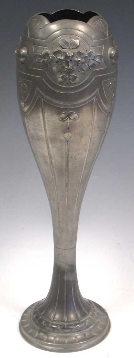 A Parisian pewter vase, 42cm high