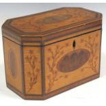 A George III inlaid tea caddy, 12 x 20 x 11cm