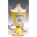 John McLaughlin for The Country Work Studio, Derby, a yellow ground gilt two-handled urn-shaped