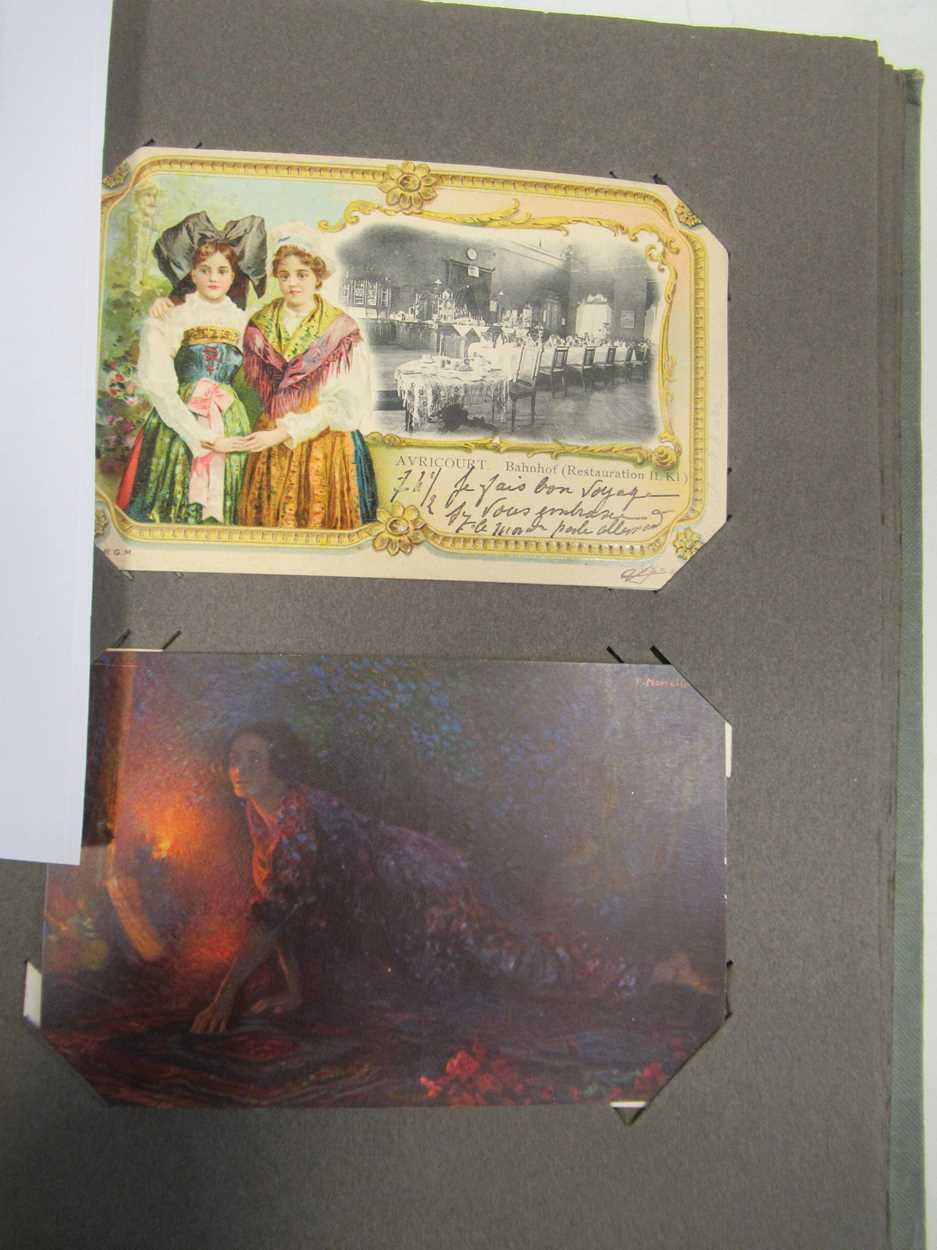 Postcard album with c. 200 postcards and a number of loose cards. Including UK topographical, social - Image 6 of 10