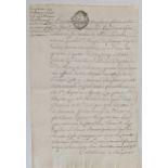A French manuscript document dated 1642 signed by Deruelle, Controller of the Chancellerie de Paris,