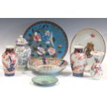 A group of various oriental ceramics and cloisonné enamel objects to include vases, dishes,