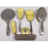 Two incomplete sets of silver backed dressing brushes and mirrors etc