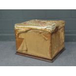 A Victorian pine ottoman with needlework top47 x 61 x 51cmProvenance:Collection of Mike Handford, '