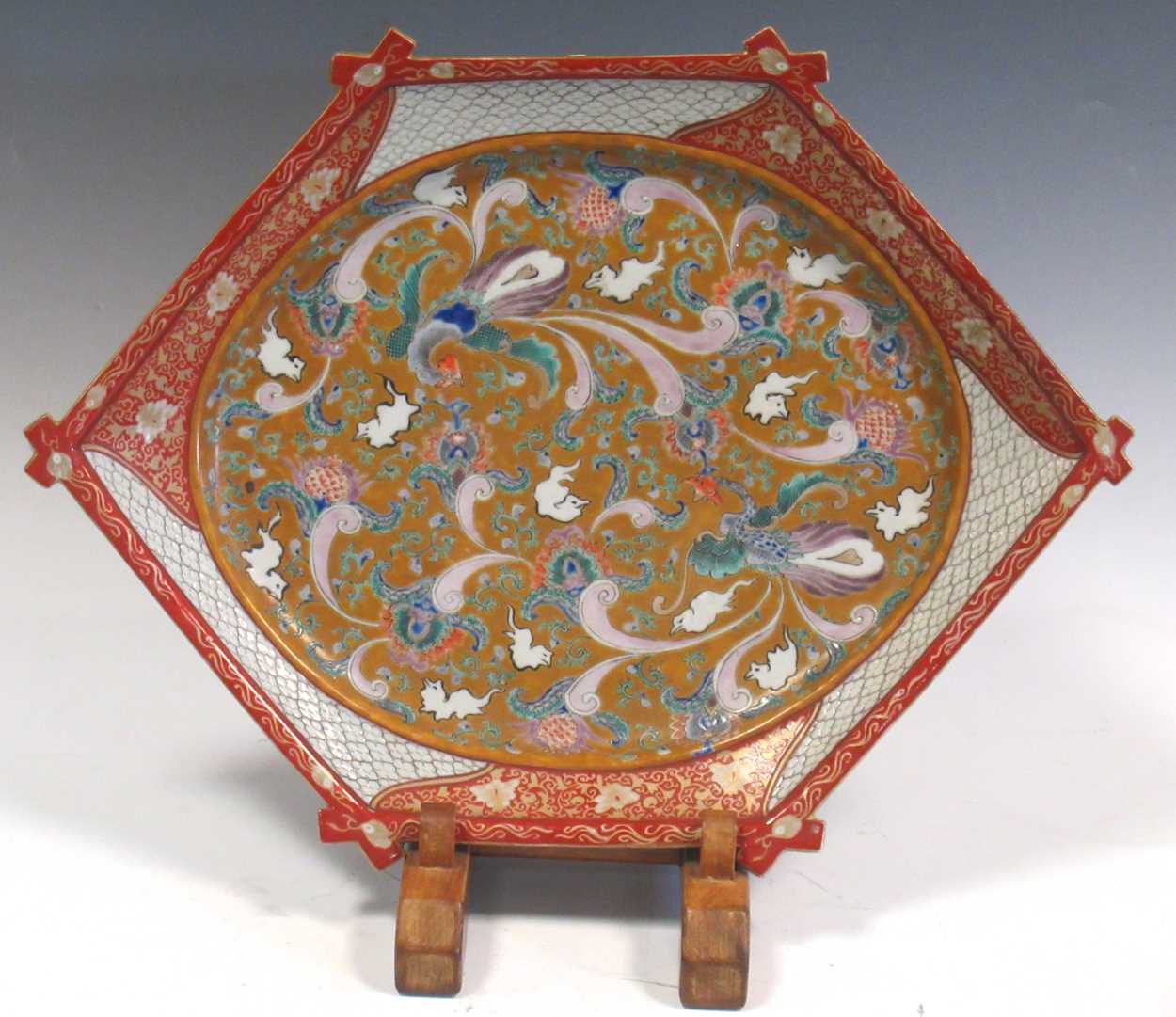 A Japanese hexagonal shallow dish, circa 1900,