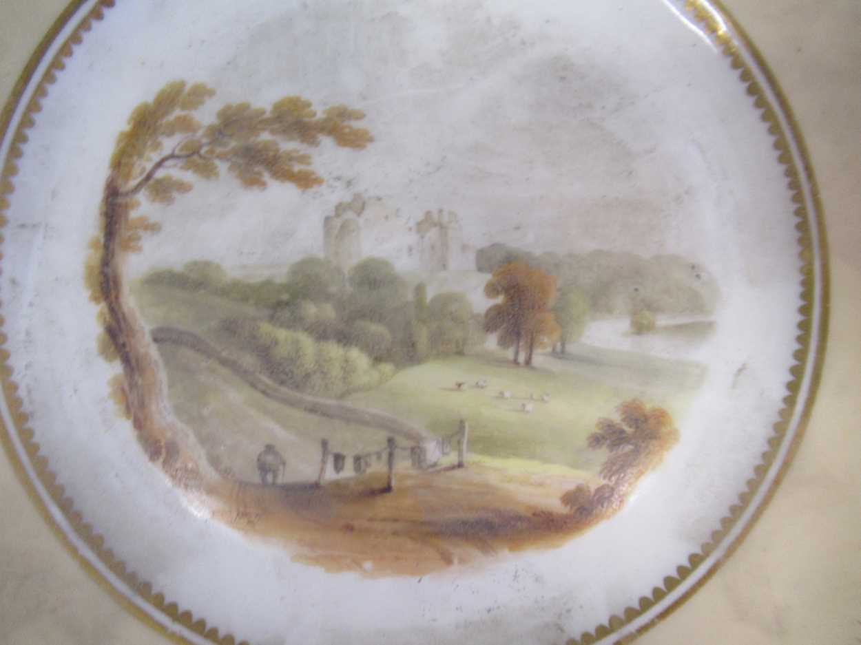 A pair of English porcelain plates painted with views of Doune Castle and View of Atholl; a pair - Image 6 of 18