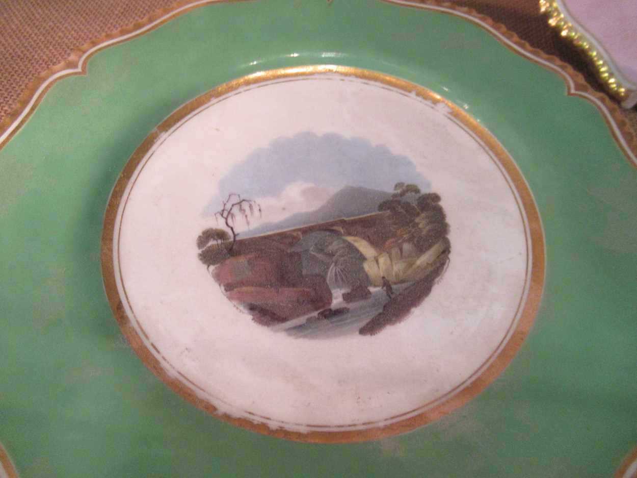 A pair of English porcelain plates painted with views of Doune Castle and View of Atholl; a pair - Image 12 of 18