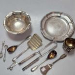A collection of continental metalwares silver, mainly with German marks, including bowl, plate,