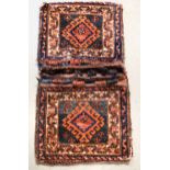 A Shiraz/Qashqai tribal saddle bag rug, made in two sections each with flatweave backs98 x 55cm