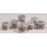 A collection of seven commemorative mugsProvenance:Collection of Barry Lock (1934 - 2021) Morpeth