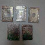 A collection of 3 silver card cases together with two silver pocket cigarette cases (5)