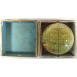 A miniature terrestrial globe by J. Manning 1857 'Model of the Earth', 4.5cm diameter, with